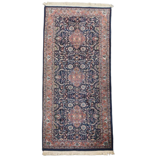 Voornamelijk Donkerblauwe Oosterse Loper Van 283X105Cm Met Prachtige Kleuren En Patronen 1