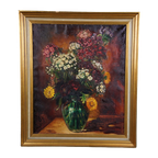 Olieverfschilderij Met Stilleven Van Vaas Met Bloemen thumbnail 1