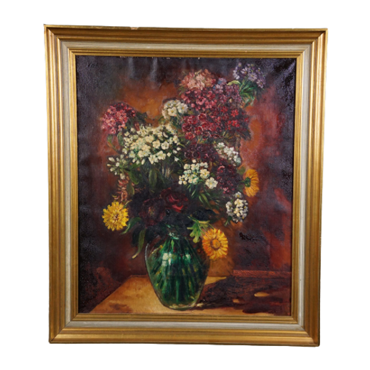 Olieverfschilderij Met Stilleven Van Vaas Met Bloemen 1