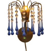 10 Beschikbaar! Vintage Blauwe Opaline Murano Wandlampen