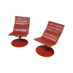 Marcus Arvonen Voor Ikea (ps 2009) - 2 Rode Draaifauteuils Brygga thumbnail 1