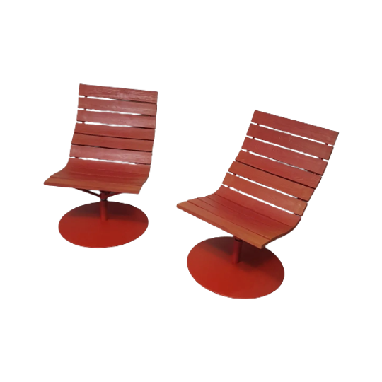 Marcus Arvonen Voor Ikea (ps 2009) - 2 Rode Draaifauteuils Brygga 1