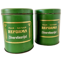 2 Vintage Blikken Zilvervliesrijst Reforma Blik