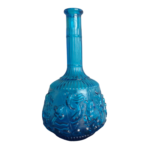 Empoli Vintage Blauwe Glazen Fles Zodiac Dierenriem
