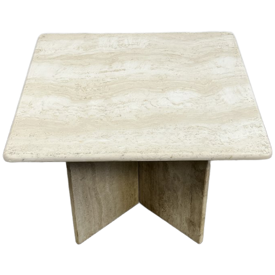 Vintage Travertin Salontafel, Vierkant, Italië 1970's 1