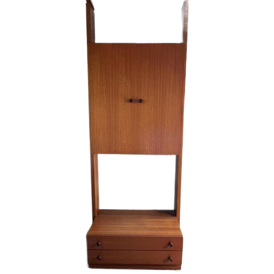 Vintage Wandmeubel Modules Omnia - Teak 2x Lade, 1x Kast 1