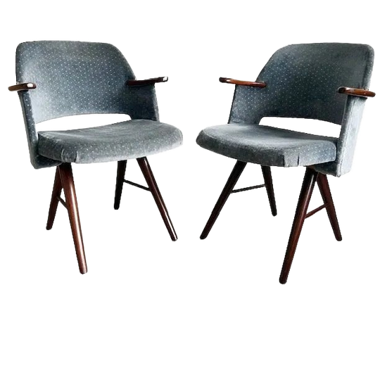 Set Mid-century Vintage Ft30 Stoelen Pastoe Fauteuils Grijs Blauw1960’s 1