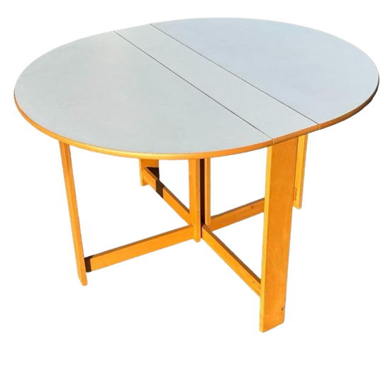 Vintage Ronde Scandinavische Opklapbare Eettafel Design 1