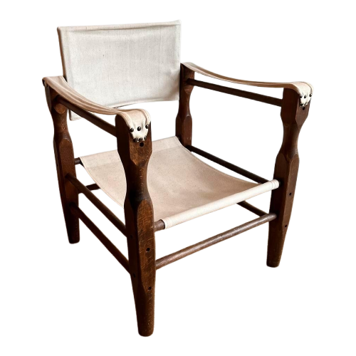 Mid Century Safari Stoel Fauteuil Vintage