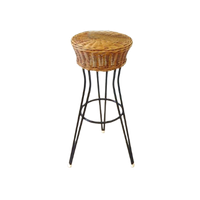 Retro Vintage Rotan Riet Kruk Stoel Jaren 50 Barkruk