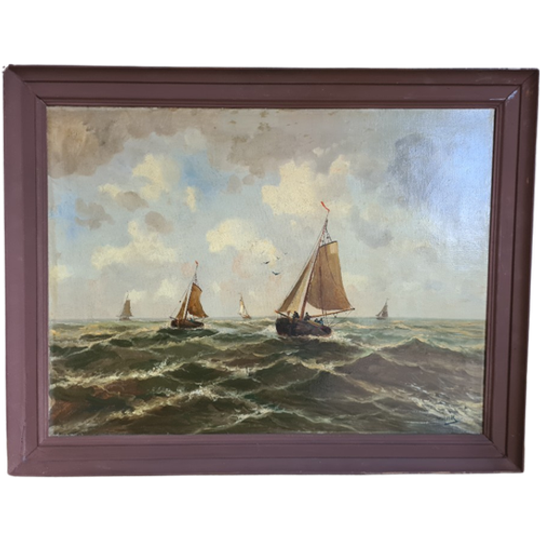 Zeegezicht - Schilderij Met Zeilboten - Van Dijk 1