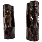 Vintage Set 2 Afrikaanse Houten Beelden thumbnail 1