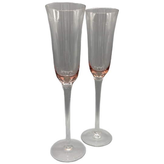 Set Roze Kristalglas Flûtes Mond Geblazen 2 Stuks 1