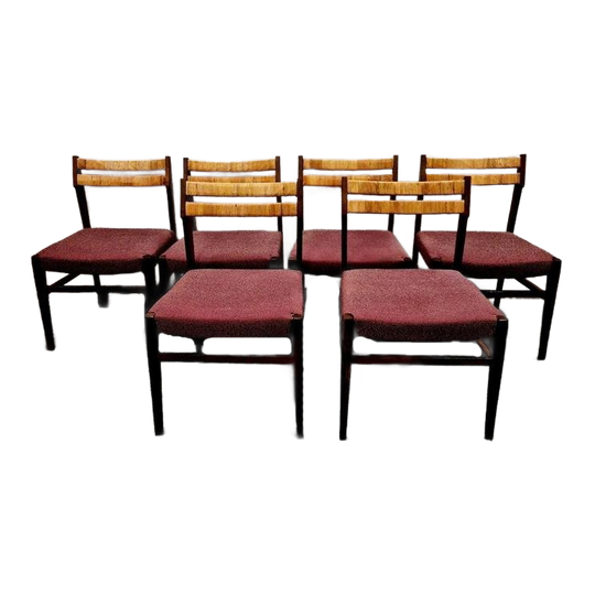 Set Van 6 Vintage Stoelen Eetkamerstoelen Jaren 60 Jaren 70 1