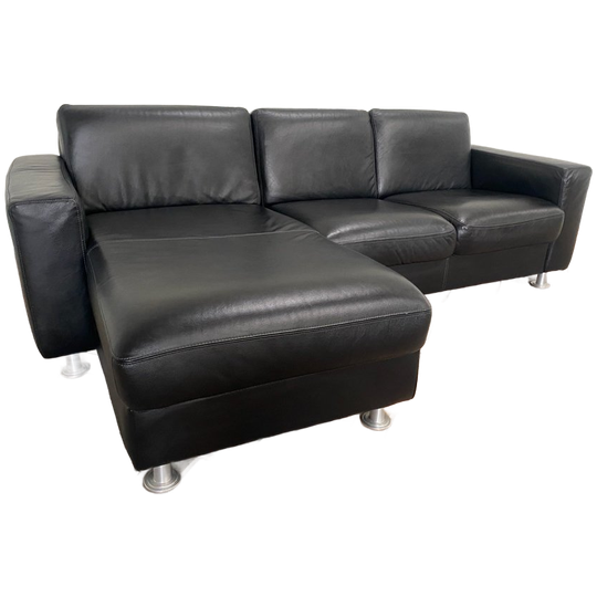 Zwart Leren Hoekbank 1