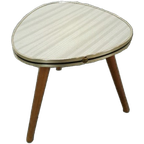 Vintage Bijzettafel Met Wit Grijs Gestreept Blad, Plantentafel Nr. 22 thumbnail 1