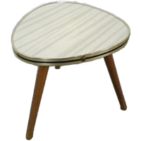 Vintage Bijzettafel Met Wit Grijs Gestreept Blad, Plantentafel Nr. 22