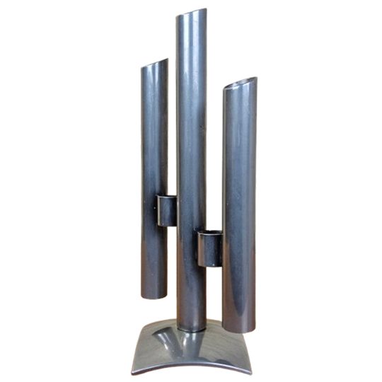 Vintage / Space Age Roestvrij Stalen Itilian Design Vaasje (70s) Modernistische Kandelaar/ Vaasje (droogbloemen) 1