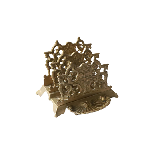 Victoriaanse Stijl Vintage Bronzen Brievenhouder. 1