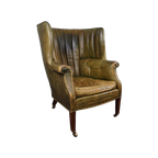 Onvoorstelbaar Mooi Gepatineerde Antieke Wingback Bibliotheekstoel, Oorfauteuil thumbnail 1