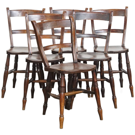 Leuke Tijdloze Set Van 6 Antieke Engelse Oxford Eetkamer/ Keuken Stoelen 1