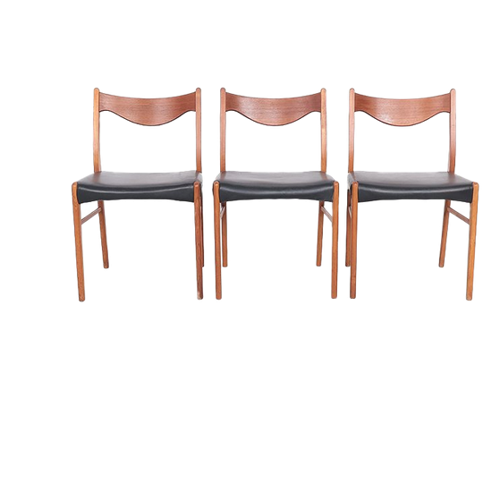 Set Van 3 Teak En Leren Stoelen Van Arne Wahl Iversen 1