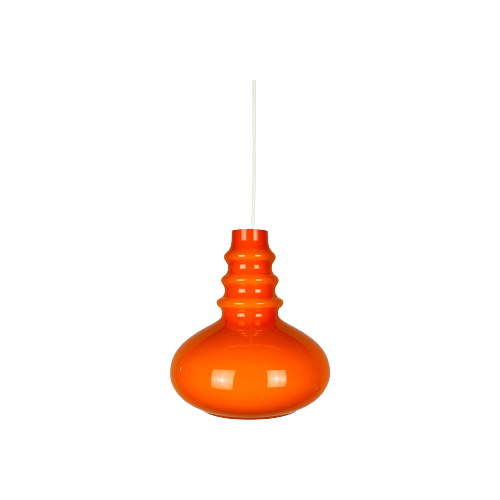 1 Of 4 Midcentury Glass Orange Pendant Light By Peill & Putzler 1960