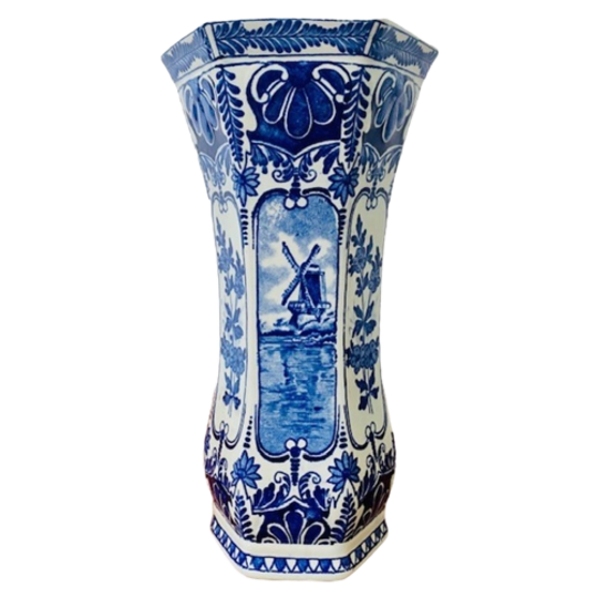 Vintage Delftsblauwe Vaas Boch Molen 1