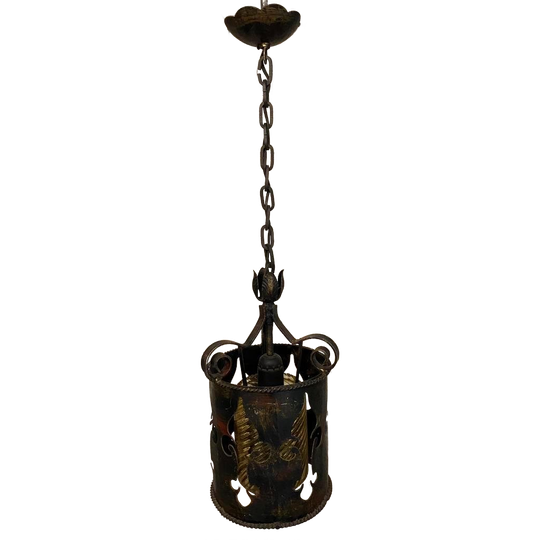 Oude Franse Metalen Hanglampen, Franse Lelie. Origineel 1
