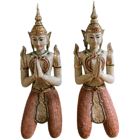 Beelden Set, 2, Teppanom, Groot Aziatische Boeddhistische Tempel Wachters, Poortwachters 1
