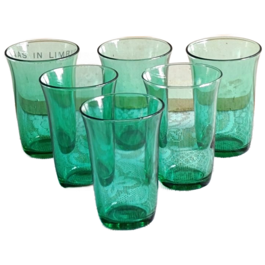 Vintage Smaragdgroene Glazen – Huile Lesieur, Frankrijk, Jaren ’70 1