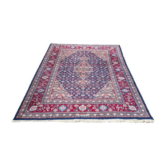 Handgeknoopt Perzisch Sarouk Vloerkleed 205x275cm Gesigneerd - Vintage Tapijt Donkerblauw - Reliving 1