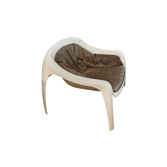 Very Rare Inside/outside Polyester Lounge Chair With Leather Upholstery 1960s 1