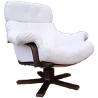 Vintage Design Fauteuil Wit Leer Houten Poot Draaifauteuil thumbnail 1