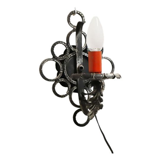 Vintage Brutalist Smeedijzeren Wandlamp, Jaren'60/'70 1