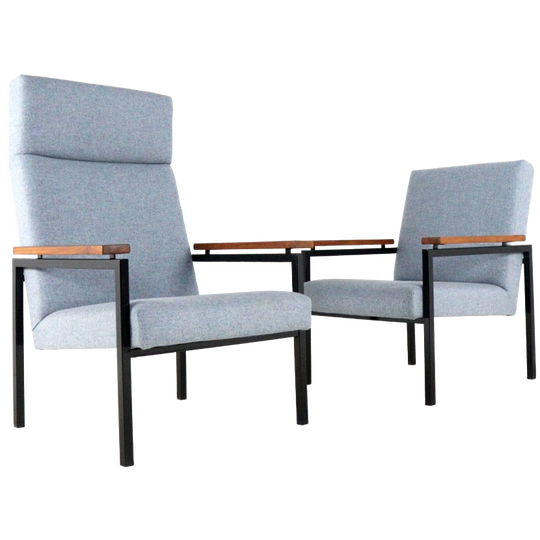 Set Van 2 Gijs van der Sluis Fauteuils Stoelen Nieuw Gestoffeerd Vintage 1