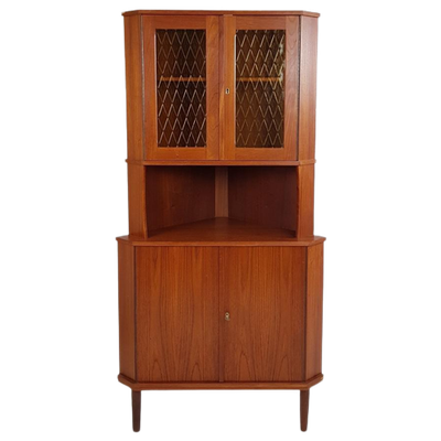 Vintage Deense Servieskast | Hoekkast Teak Fineer