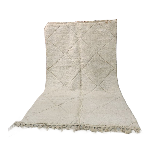 Handgeknoopt Beni Ouarain Tapijt 300 X 200 Cm – Crème Met Subtiel Ruitpatroon 1