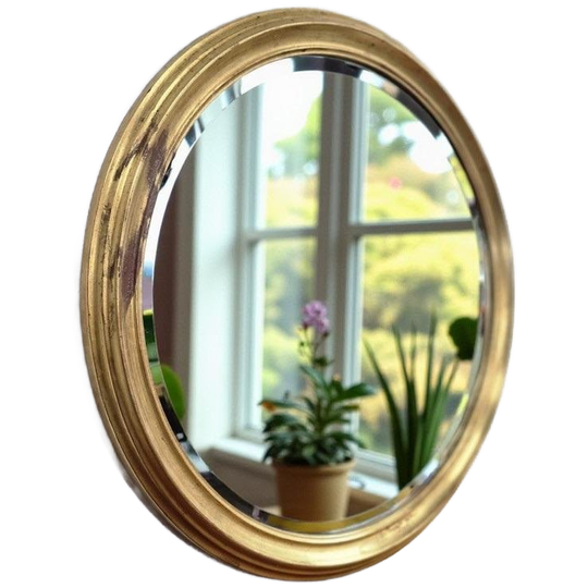 Vintage Ronde Gouden Spiegel / Wandspiegel 1