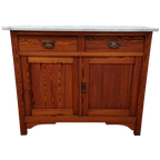 Vintage Frans Dressoir Commode, Ladekast Badkamermeubel Met Marmer Blad 110 thumbnail 1