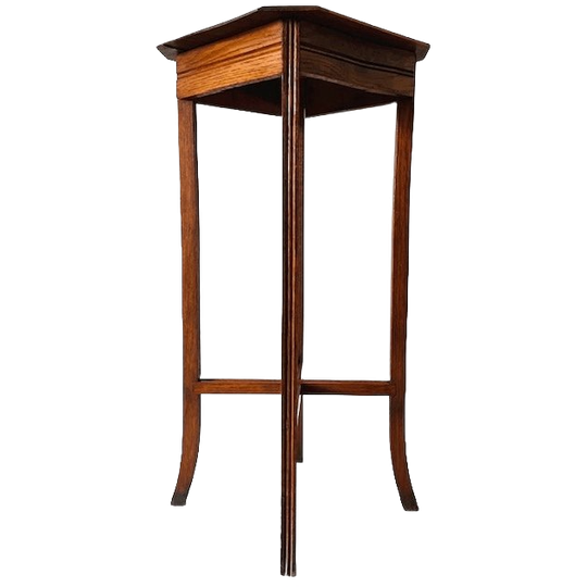 Antieke Eiken Piedestal Brocante Plantentafel 1890’s 1