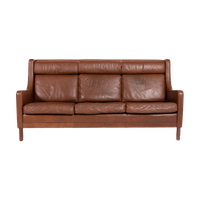 1970’S Danish Modern Cognac Leather Sofa