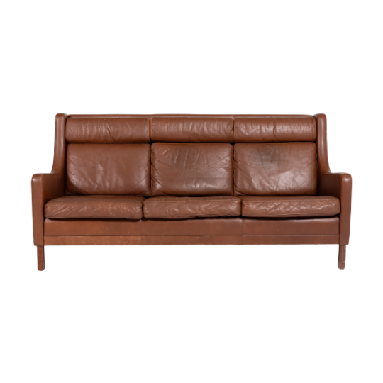 1970’s Danish Modern Cognac Leather Sofa 1