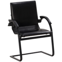 Ahrend 4803 Vergaderstoel, Zwart, Echt Leder, Sledeframe