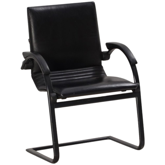 Ahrend 4803 Vergaderstoel, Zwart, Echt Leder, Sledeframe 1