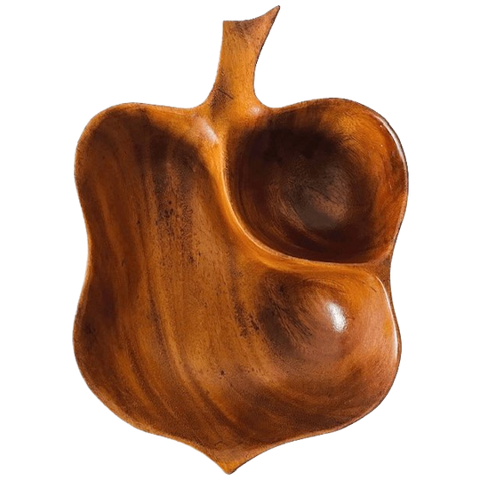 Vintage Mid-century Houten Appel Schaal Monkey Wood 1970’s 1