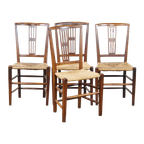 Set Van 4 Verbluffend Mooie 19e Eeuwse Antieke Engelse Eetkamerstoelen Met Rieten Zitting thumbnail 1