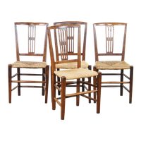 Set Van 4 Verbluffend Mooie 19e Eeuwse Antieke Engelse Eetkamerstoelen Met Rieten Zitting