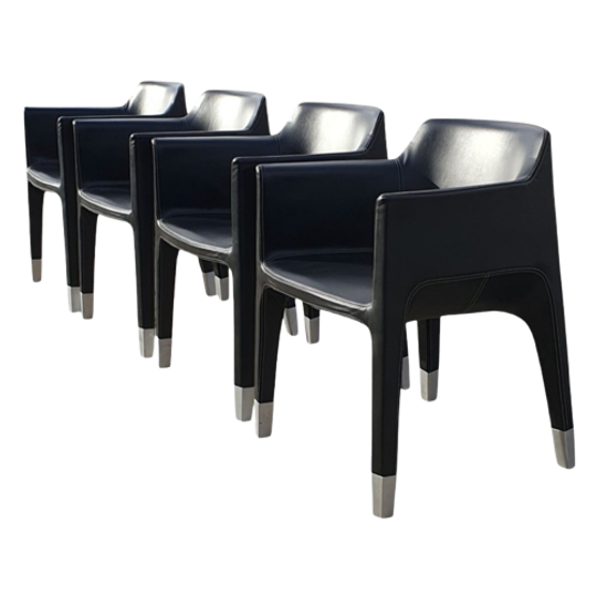 Set 4 Zwart Italiaans Design Stoelen Plank Mon Ami 1