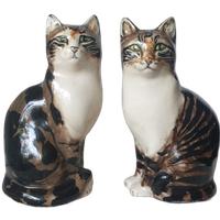 2 Vintage Katten Beelden Studio Six Seneshall Fullham Gesigneerd
